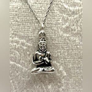 Sterling Silver Buddah Buddhism 3D 925 Solid Sterling Silver Charm Necklace